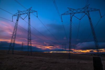 Overhead power lines. 