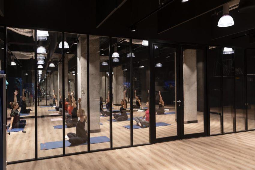 Yoga class in gym