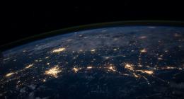 Satellite image of the globe showing lights 